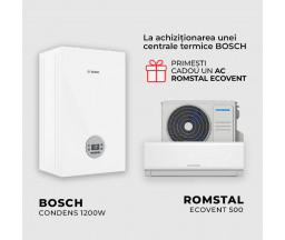 PACHET BOSCH CONDENS 1200W, 24 kW + APARAT AER CONDITIONAT ECOVENT 500 WI-FI, 12000 BTU, R32