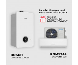 PACHET BOSCH CONDENS 2200W, 24 kW + APARAT AER CONDITIONAT ECOVENT 500 WI-FI, 12000 BTU, R32