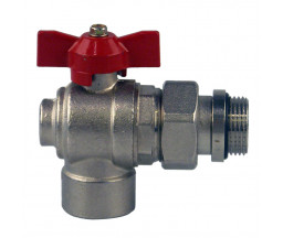 КРАН ШАРОВЫЙ УГЛОВОЙ С АМЕРИКАНКОЙ, БАБОЧКА 3/4" НР-ВР