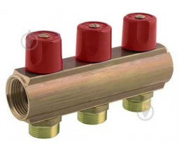 COLECTOR BARA BIANCHI 5 CAI CU ROBINETI, ROSU, 1"x3/4" EUROCON