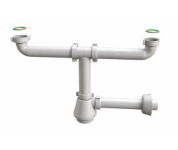 SIFON SPALATOR DUBLU TIP BUTELIE, PP ALB, SCURT, D 1 1/2"x40 mm