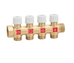 COLECTOR MODULAR CALEFFI CU ROBINETI SECTIONARE 4 CIRCUITE