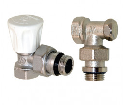 КОМПЛЕКТ УГЛОВЫХ РАДИАТОРНЫХ КЛАПАНОВ - ПОДАЧА, ОБРАТКА, GIACOMINI, 1/2" В