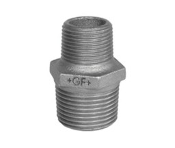 НИППЕЛЬ РЕДУКЦИОННЫЙ ЧУГУННЫЙ ОЦИНКОВАННЫЙ GF 1 1/2"x1 1/4" НР-НР