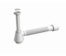 SIFON TIP BUTELIE PENTRU CHIUVETA, PP ALB, CU SCURGERE FLEXIBILA-EXTENSIBILA, D 1 1/2"x40/50 mm