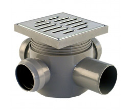 SIFON DE PARDOSEALA PP CU GRATAR INOX VALROM, 3x40-1x50x80 mm