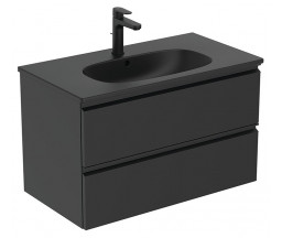 MOBILIER SUSPENDAT TESI 80cm, 2 SERTARE, INCHIDERE LENTA, NEGRU MAT