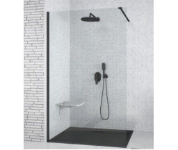 ПЕРЕГАРОДКА ДЛЯ ДУША WALK-IN KRONER, ЧЕРНЫЙ ПРОФИЛЬ, СТЕКЛО ПРОЗРАЧНОЕ 8 mm, 100x190cm