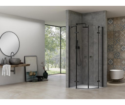 ДУШЕВАЯ КАБИНА INFINITY, ПОЛУКРУГЛАЯ, 2 ДВЕРИ, ЧЕРНЫЙ ПРОФИЛЬ, СТЕКЛО 6 mm, 90x90x200cm