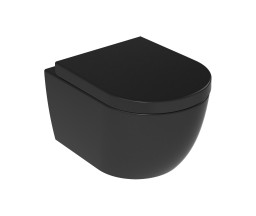VAS WC SUSPENDAT QUARTER DEEP, 54 cm, FARA CAPAC, NEGRU MAT