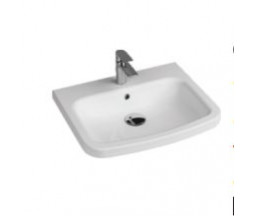 LAVOAR SUSPENDAT QUARTER TESLA, 55x45 cm, CU PREAPLIN, ALB LUCIOS