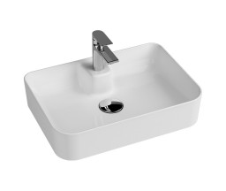 LAVOAR CERAMIC QUARTER RAPID LINE, PE BLAT, RECTANGULAR, 50x35 cm,CU GAURA, FARA PREAPLIN, ALB LUCIO