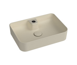 LAVOAR CERAMIC QUARTER RAPID LINE, PE BLAT, RECTANGULAR, 50x35 cm, FARA PREAPLIN, IVORY MAT