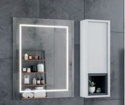 ШКАФ С ЗЕРКАЛОМ QUARTER LUCA 75 СМ, БЕЛЫЙ/ЧЕРНЫЙ