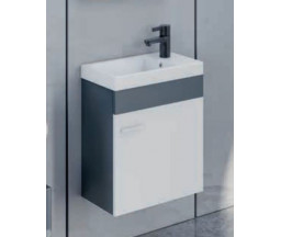 MOBILIER CU LAVOAR QUARTER SLIM SUSPENDAT, ALB/ANTRACIT, 45x21 CM