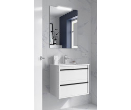 НАБОР МЕБЕЛИ SALGAR ATTILA, С УМЫВАЛЬНИКОМ, ЗЕРКАЛОМ, ПОДСВЕТКОЙ, РУЧКАМИ, ПОДВЕСНОЙ, ЛДСП, МАТОВО-БЕЛЫЙ, 70x45x54 cm