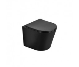 VAS WC SUSPENDAT EVOLUTION, ROTUND, CU CAPAC, NEGRU MAT, 48x36.5x36cm