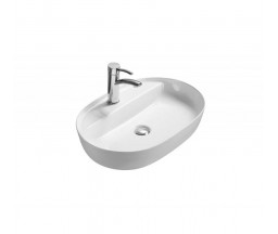 LAVOAR PE BLAT EVOLUTION, OVAL, CU ORIFICIU PENTRU BATERIE, ALB, 60.5x41x14cm