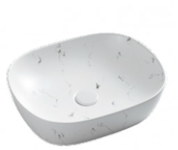 LAVOAR PE BLAT OVAL ROMSTAL COLORADO, ALB MAT, 46.5x37.5 cm