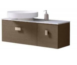 МЕБЕЛЬ ДЛЯ УМЫВАЛЬНИКА RADA, ПОДВЕСНАЯ, СТОЛЕШНИЦА ИЗ КОМПОЗИТА, КОРПУС ИЗ ДСП С ИМИТАЦИЕЙ ДЕРЕВА, 2 ЯЩИКА С МЯГКИМ ЗАКРЫВАНИЕМ (SOFT-CLOSE), LED-ПОДС