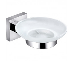МЫЛЬНИЦА СТЕКЛЯННАЯ KRONER SQUARE, НАСТЕННАЯ, ХРОМ