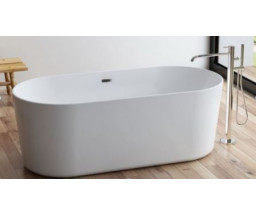 CADA FREESTANDING KRONER CRINA, OVALA, ACRIL, ALB LUCIOS, ACCESORII INCLUSE, 170x75x58 cm
