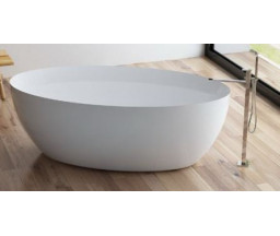 CADA FREESTANDING KRONER XENIA, OVALA, ACRIL, ALB LUCIOS, ACCESORII INCLUSE, 160x85x59 cm