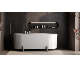 CADA FREESTANDING KRONER SAID, DREPTUNGHIULARA, ALB LUCIOS, PICIOARE CROM ,170x75x58cm