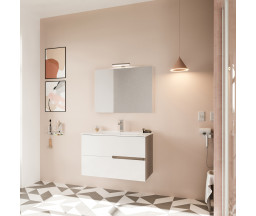 MOBILIER BAIE SAVINI EVA 80, SUSPENDAT, 2 SERTARE SOFT CLOSE, CU LAVOAR, OGLINDA, APLICA, ROVERE FUM