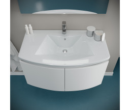 MOBILIER BAIE SAVINI GIULIA 80, SUSPENDAT, 1 SERTAR, CU LAVOAR SOLE, OGLINDA, APLICA, ALB LUCIOS