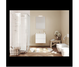 MOBILIER BAIE SAVINI EASY 90, SUSPENDAT, 2 SERTARE SOFT CLOSE, CU LAVOAR, OGLINDA, APLICA, ALB