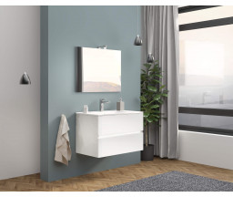 MOBILIER BAIE SAVINI EASY 100, SUSPENDAT, 2 SERTARE SOFT CLOSE, CU LAVOAR, OGLINDA, APLICA, ALB LUCI