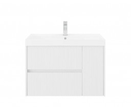 MOBILIER BAIE SAVINI PORTOFINO 80, SUSPENDAT, 2 SERTARE SI O USA, CU LAVOAR, ALB MAT, RIFLAT