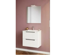 MOBILIER BAIE SAVINI IBIZZA, SUSPENDAT, 2 SERTARE, CU LAVOAR, OGLINDA SIMPLA SI LAMPA LED,60CM