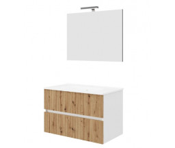 MOBILIER BAIE SAVINI SANTORINI SUSPENDAT, 2 SERTARE, CU LAVOAR, OGLINDA SIMPLA SI LAMPA LED,80 CM