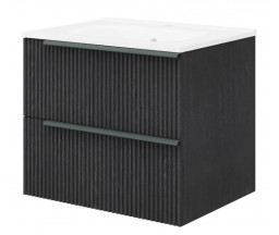 MOBILIER SUSPENDAT BAZA SIDNEY, 2 SERTARE, LAVOAR, CARCASA+FETE SERTAR RIFLATE, NEGRU,60 CM