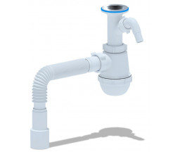 SIFON PENTRU LAVOAR ANI PLAST (A2015), CU RACORDARE MASINA DE SPALAT 1 1/2"x40, CU TUB FLEXIBIL 40x40/50 mm