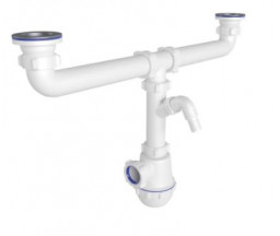 SIFON PENTRU CHIUVETA ANI PLAST (A3500), 2 CUVE, 1 1/2"x40, CU RACORDARE MASINA DE SPALAT 40x40/50 mm