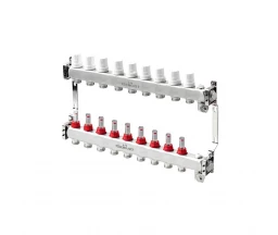 КОЛЛЕКТОР ИЗ НЕРЖАВЕЮЩЕЙ СТАЛИ С РАСХОДОМЕРАМИ TERMOJET 1"x3/4" ЕВРОКОНУС, 9 КОНТУРОВ