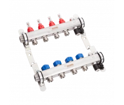 КОЛЛЕКТОР ИЗ НЕРЖАВЕЮЩЕЙ СТАЛИ С РАСХОДОМЕРАМИ REHAU HKV-D AG 1"x3/4", 4 КОНТУРА