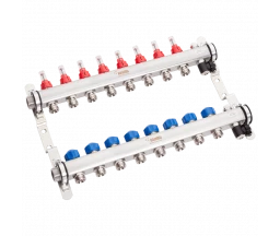 КОЛЛЕКТОР ИЗ НЕРЖАВЕЮЩЕЙ СТАЛИ С РАСХОДОМЕРАМИ REHAU HKV-D AG 1"x3/4", 8 КОНТУРОВ