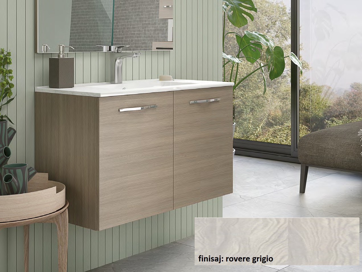 MOBILIER SAVINI DUE CORALLO 60, 2 USI SI LAVOAR, L.61XA.47XH53CM, ROVERE GRIGIO